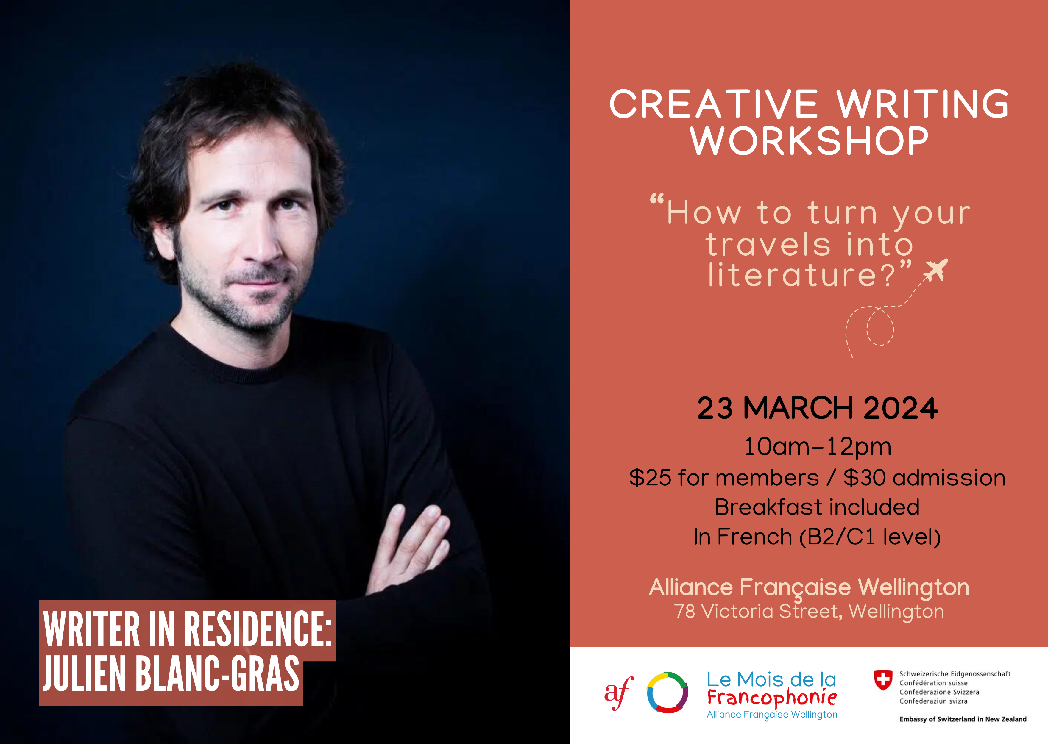 ✍️ Creative writing workshop, with Julien Blanc-Gras, French writer in residence